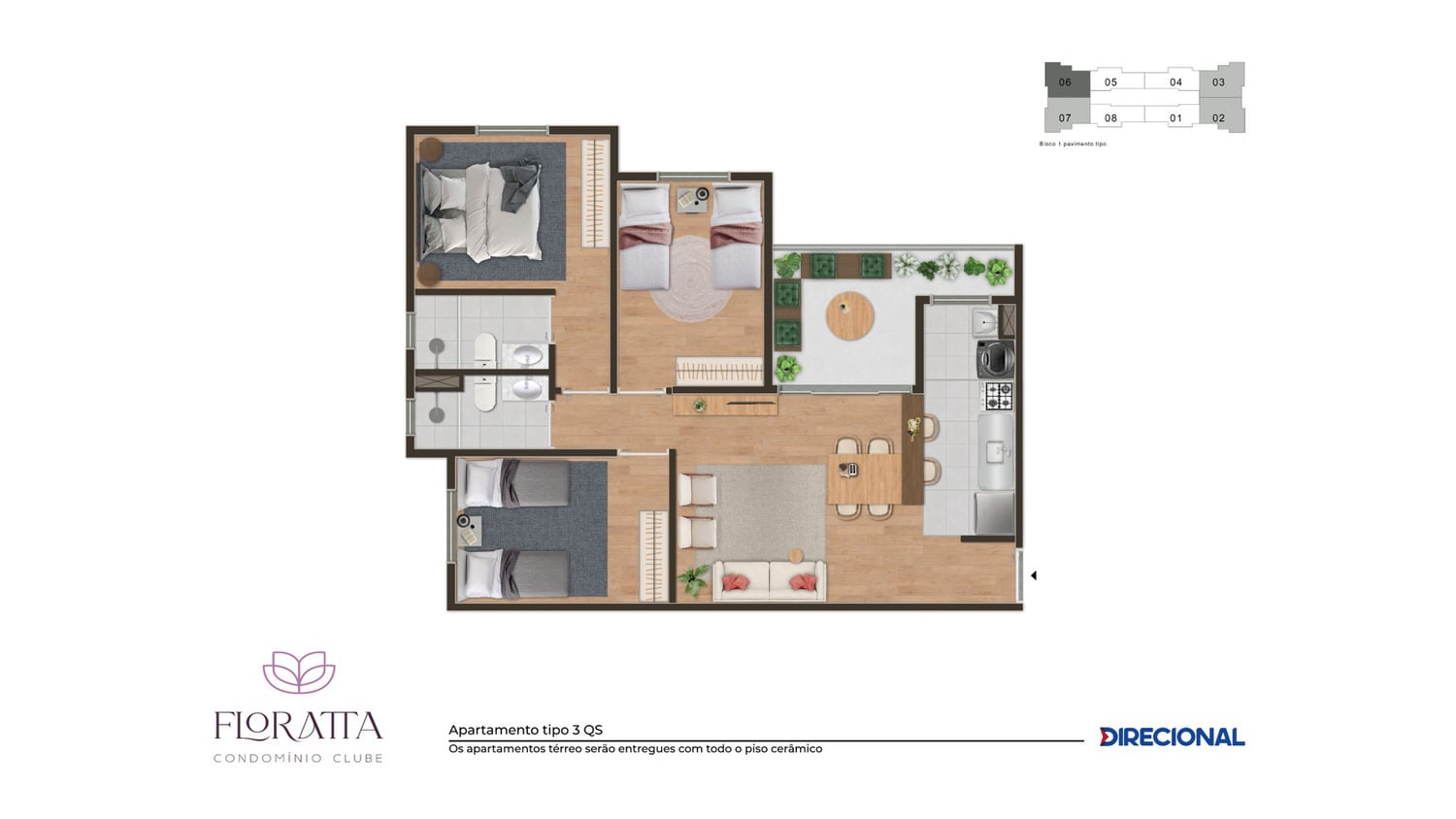Floratta Condomínio Clube -  1, 2 e 3 Qtos -  28,07 m² | 67,40 m²