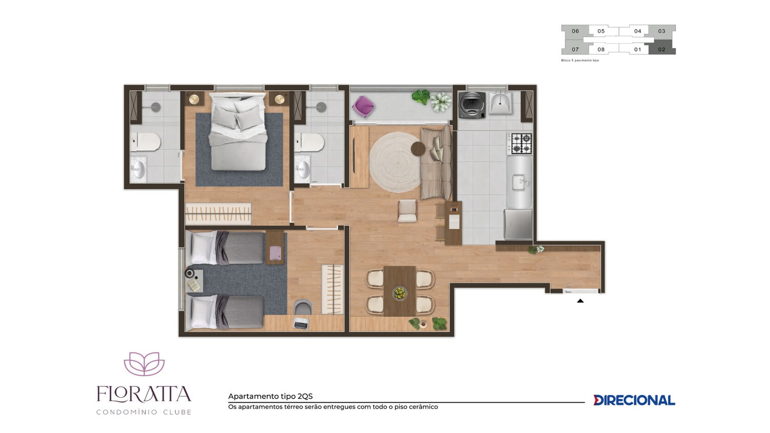 Floratta Condomínio Clube -  1, 2 e 3 Qtos -  28,07 m² | 67,40 m²