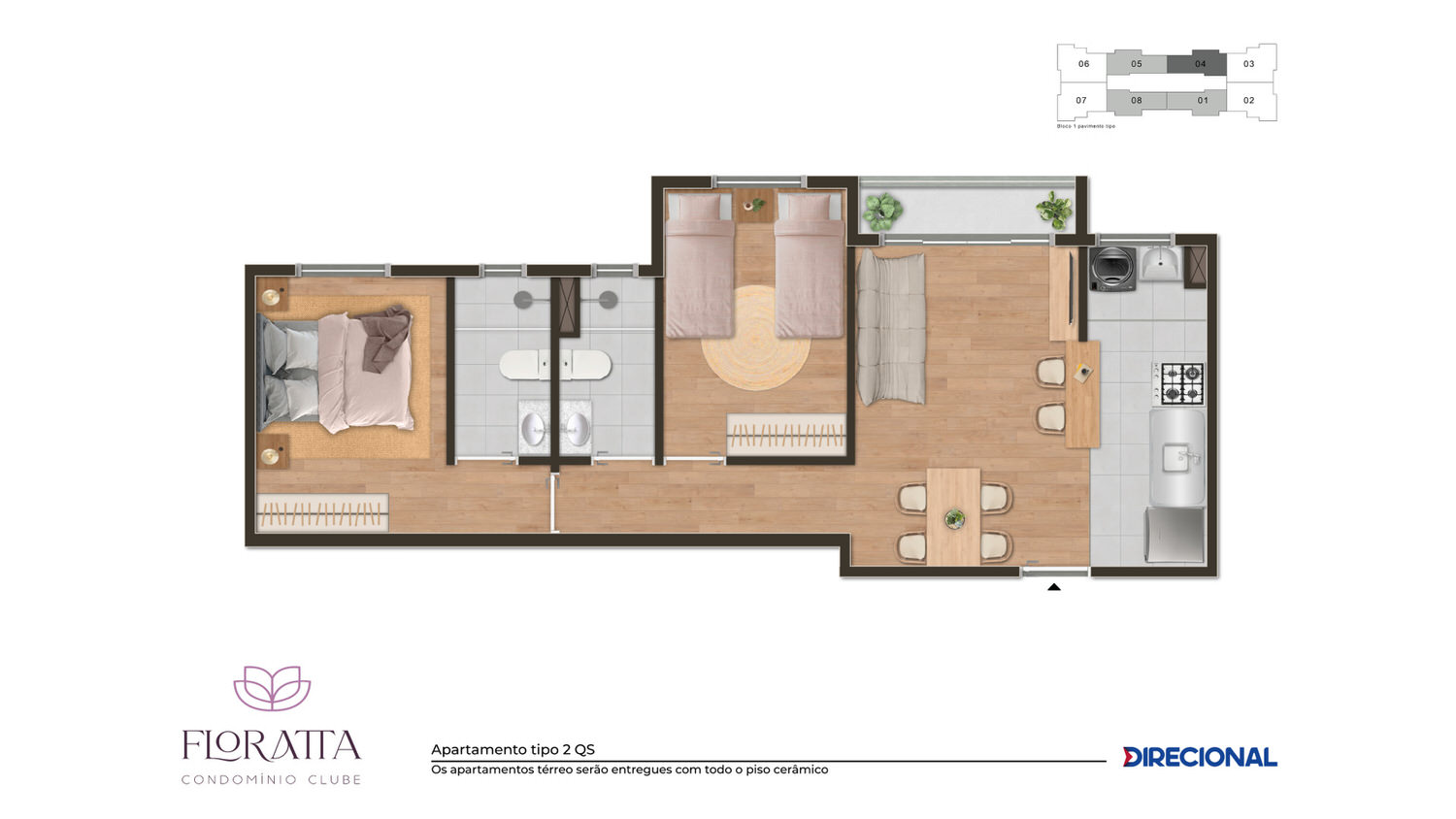 Floratta Condomínio Clube -  1, 2 e 3 Qtos -  28,07 m² | 67,40 m²
