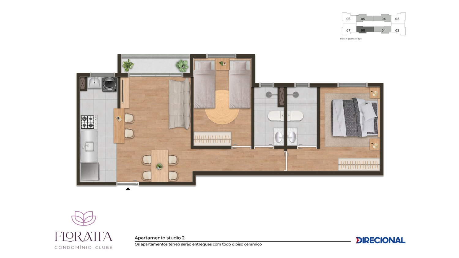 Floratta Condomínio Clube -  1, 2 e 3 Qtos -  28,07 m² | 67,40 m²