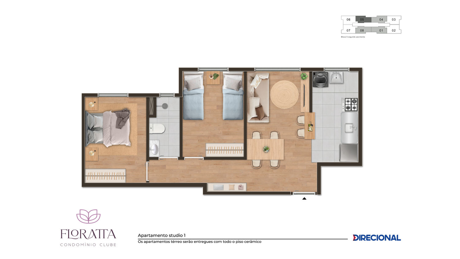 Floratta Condomínio Clube -  1, 2 e 3 Qtos -  28,07 m² | 67,40 m²